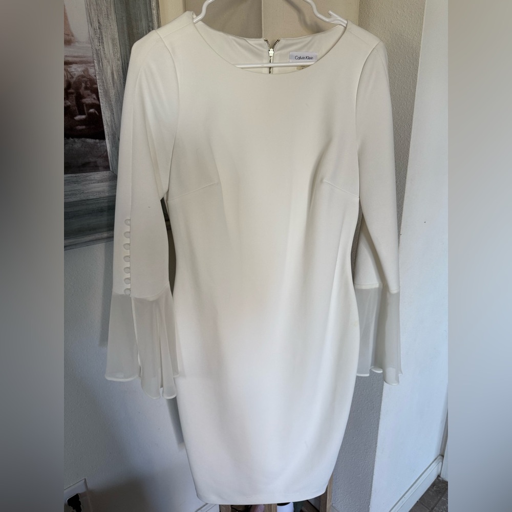 Calvin Klein White Long Sleeve Dress